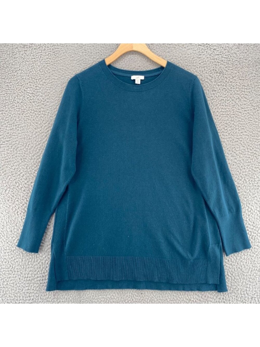 J Jill Sweater Womens Small Blue Green Cotton Blend Stretch Knit Crew Neck Tee